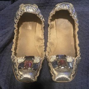 Vintage Miu Miu Leather Jeweled/Embellished Size 39.5 Flats. Stunning!